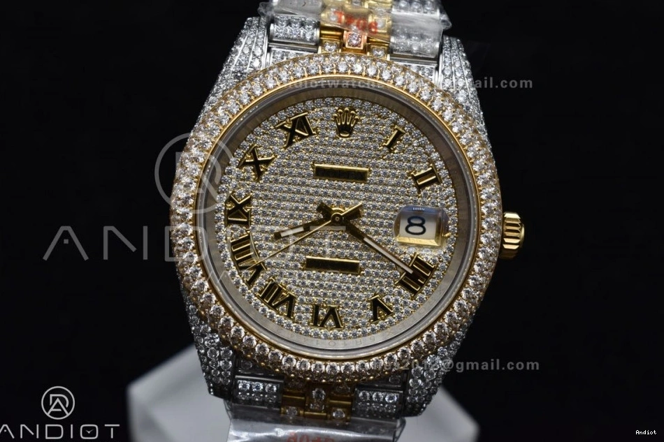 Yellow 2 Diamond DateJust TWD 41mm Gold Best Tone Version Dial Roman 0122